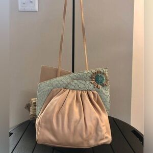 Vintage Litani Sac USA Boho Art Deco Crossbody Handbag Satchel, Leather